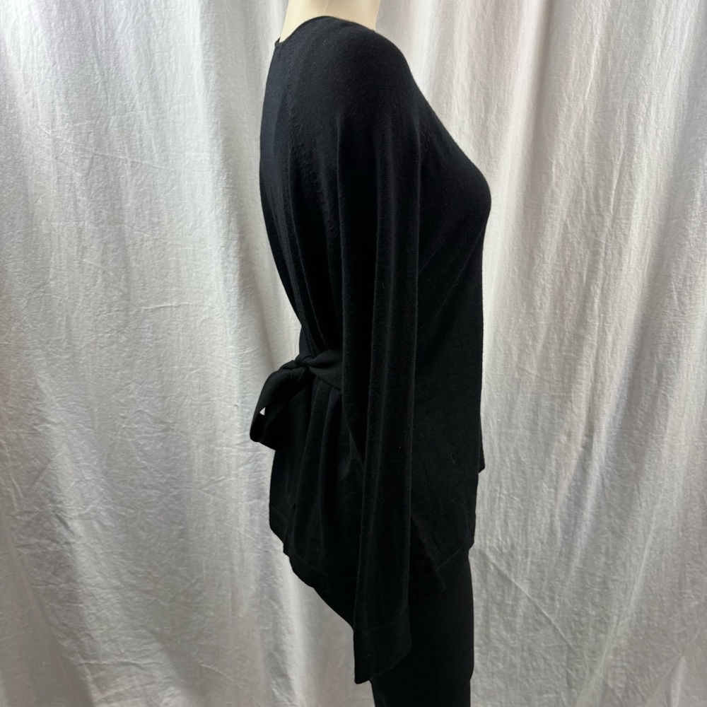 Sandra Angelozzi Black Crew Neck Sweater with Attached Wide Sash M - Picture 4 of 11